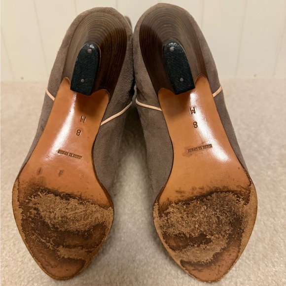 Beverly Feldman brown suede and leather inlaid heeled western cowboy boots sz 8 - Picture 6 of 7